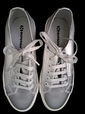 Superga 2750 Metallic Nappa Silver Gray Sneakers Favorio Women's  Sz 7 New Box  - Image 1 of 4