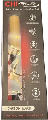 CHI Ceramic 1.5" Curler Curling Iron Carbon Black New - Image 1 of 4