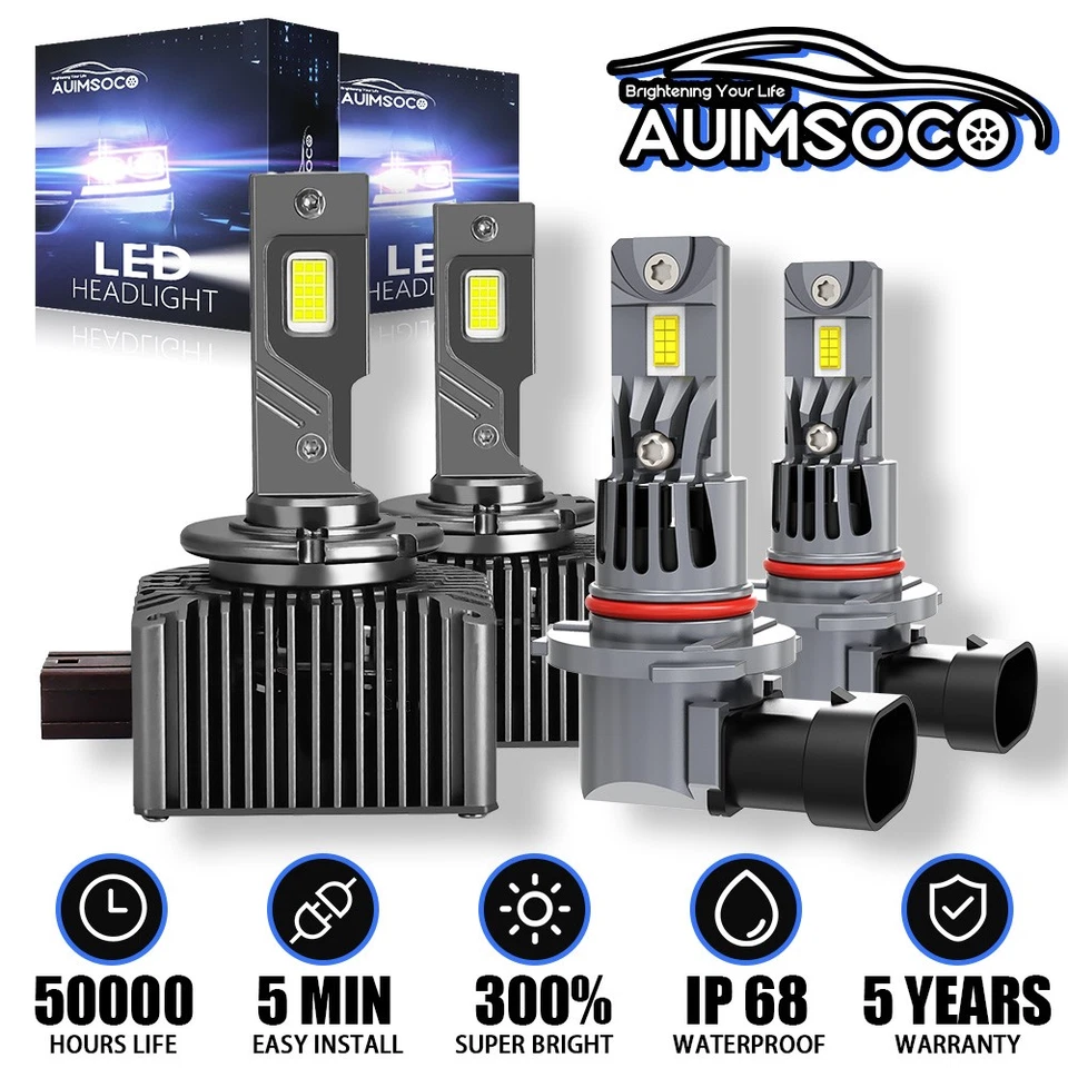 4x LED Headlight High Low Beam Combo Xenon Bulbs Kit For 2002-2004 Chrysler 300M - Image 1 of 4