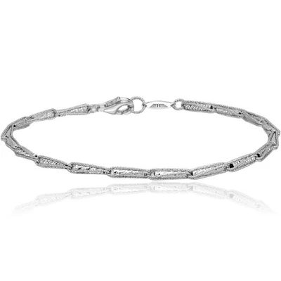 14K Solid White Gold Link Chain Bracelet - Image 1 of 4