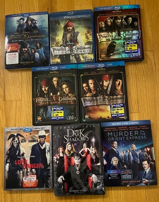 Pirates of the Caribbean 5 Movie Blu-ray DVD Collection Set +  3  Depp Movies — 第 1/3 张图片