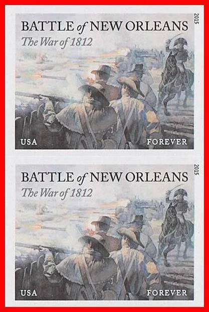 USA 2015 Neuf Orleans Bataille Imperforé No-Die Cuts Vertical Paire MNH Chevaux - Photo 1/1