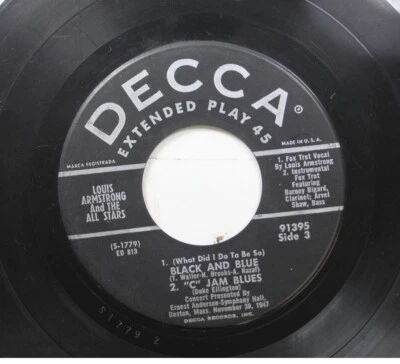 Jazz 45 Louis Armstrong And The All Stars - Black And Blue / "C" Jam Blues On De - Image 1 of 2