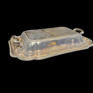 Vintage Rectangular Serving Dish Silver-Plated Kitchen Decor Lidded Butter Dish - Picture 1 of 12