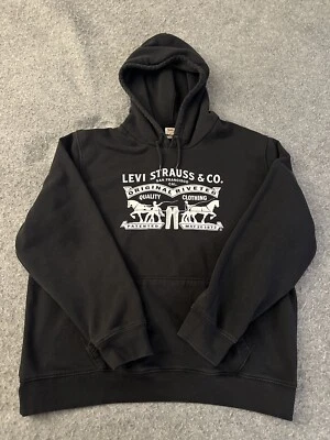 Mens Levis Hoodie XL Black Logo Pullover Used - Image 1 of 4