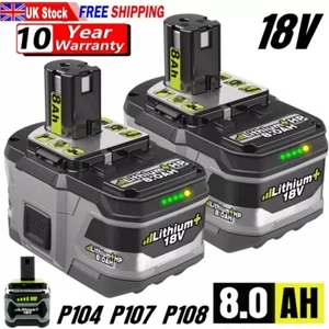 2x Battery 18V 8AH For Ryobi One+Plus P108 Lithium-Ion RB18L50 RB18L40 P104 - Picture 1 of 15