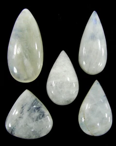 105.35 Ct Natural Rainbow Moonstone Gemstone 21-32 mm Cabochon 5 Pcs Lot - 61943 - Picture 1 of 2