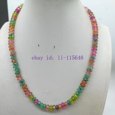 Collar de turmalina multicolor cuentas rondelle facetadas de 5x8 mm piedra de nacimiento regalo para mujer Foto 1 de 4
