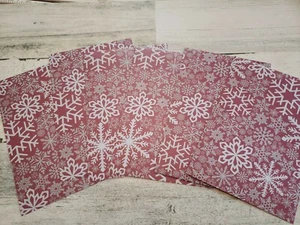 6 pieces of Red and gray snowflakes Scrapbook Paper 4x6 photo mats #484 - Picture 1 of 1
