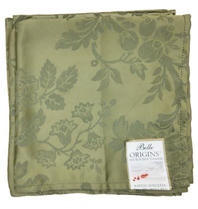 (JUEGO DE 4) Servilletas de tela damasco de microfibra verde salvia Belle Origins 19"x19", NUEVAS - Imagen 1 de 6