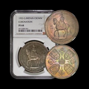 GREAT BRITAIN. 1953, Crown - NGC PF64 - QEII, Coronation, Horse, Shields 041 - Picture 1 of 7