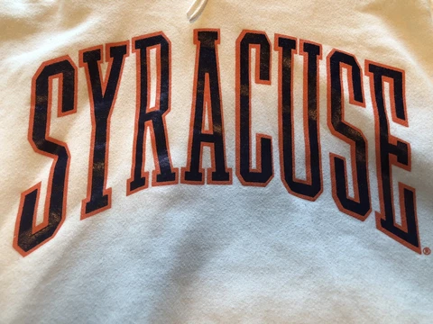 Syracuse University White Pullover Hoodie Sweatshirt Small 19” X 23” Jerzees Cover