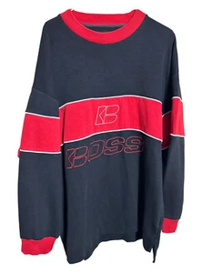 Vintage 90s BOSS By IG Design Sweatshirt XL Poly Cotton Spell Out Baggy - Picture 1 of 8