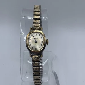 Vintage Timex Watch Women Gold Tone Dial Stretch Band Automatic Not Working - Picture 1 of 8