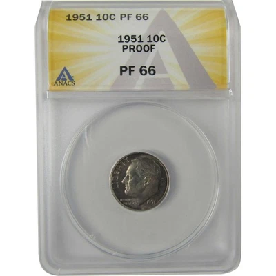 Moneda de diez centavos Roosevelt 1951 PF 66 ANACS de plata a prueba SKU:I20157 Foto 1 de 4