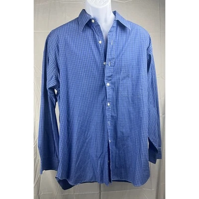Vtg 80's Harold Powell Mens Blue Gingham Check Dress Shirt 17 35 Long Sleeve - Image 1 of 4