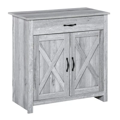HOMCOM Credenza Cucina Country con Armadietto 2 Ante e Cassetto Grigio - Image 1 of 4