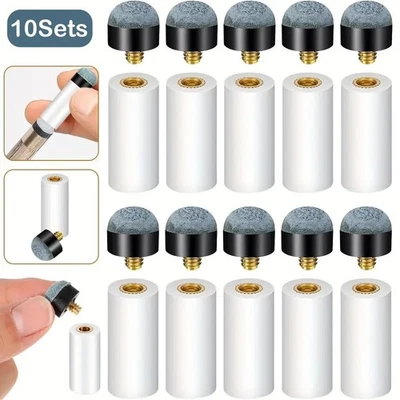 SLIVERDEW 10 Stück Billard Queue Spitzen Ersatz Schraub Tipps mit Pool Queue Zwinge 12mm