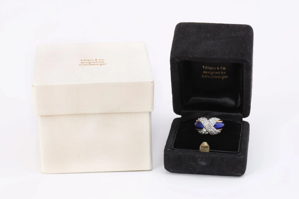 Anel Tiffany & Co. ouro amarelo 18k Schlumberger Pavê X tamanho 3,25 (8,19 g.) - Imagem 1 de 1