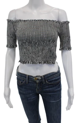 Top negro con hombros descubiertos de guinga de algodón para mujer Central Park West talla M Foto 1 de 4