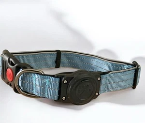 XL Dog Collar with Air Tag Case Cover Waterproof Reflective Padded Blue New - Picture 1 of 2