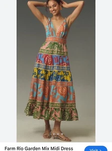 Neu mit Etikett Farm Rio Anthropology Garden Mix Midikleid XXS - Bild 1 von 4