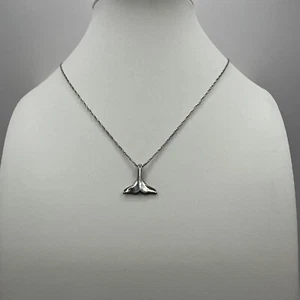 Whale dolphin Tail 925 Sterling Silver Charm Pendant Necklace 20” - Picture 1 of 5