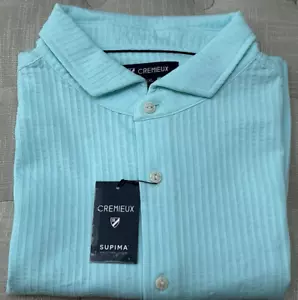 Camicia uomo Cremieux taglia 2XL tinta blu acqua morbida manica corta con bottoni nuova con etichette $79 - Foto 1 di 7