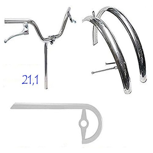 Manubrio Per Bici Pieghevole/Graziella, Cromato In Acciaio, Diametro 21.1 Mm - Completo Di Leve Del Freno, Nuovo