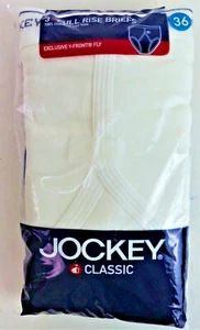 3 Jockey Classic Briefs Hombre Talla 36 Blanco Full Rise Cotton Y Front Fly 9007 NWT - Imagen 1 de 6
