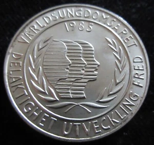 MDS SCHWEDEN SWEDEN 100 KRONOR 1985 "INTERNATIONALES JUGENDJAHR", SILBER #W - Picture 1 of 2