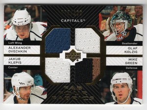 2007-08 Upper Deck Jersey Alex Ovechkin Olaf Kolzig Jakub Klepis Mike Green /100
