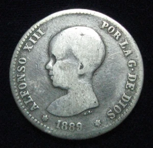 ZALDI2010 - ALFONSO XIII , 1 PESETA DE 1889 . PLATA - Foto 1 di 2