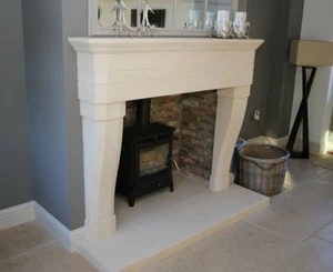 Bath stone limestone fireplace. Fire surround. Hand carved. - Picture 1 of 9