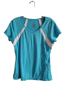 Danskin Workout Shirt•blue•cap sleeve•large•fitted• - Picture 1 of 11