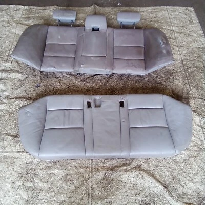 BMW E60 E61 2004-2010 5 Series Saloon Grey Leather Upper & Lower Rear Seats - Image 1 of 4