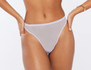Savage X Mesh Crotchless High-Leg Bikini, Purple Lavender, 34933, Small - Picture 1 of 9
