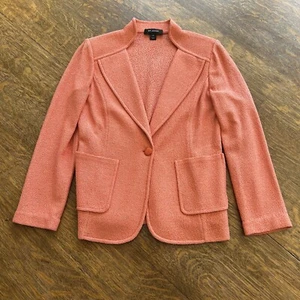 St John Jacket Santana Knit Size 12 Coral Orange Blazer - Picture 1 of 11