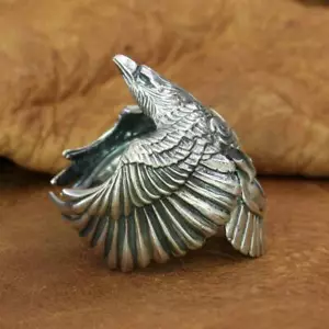 925 Sterling Silver Huge Eagle Ring Biker Punk Jewellery TA225C Open UK R½~X½ - Picture 1 of 19