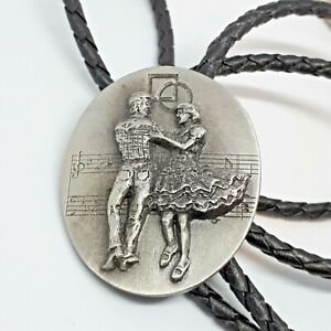 Vintage Western Pewter Bolo Tie Siskiyou Buckle Co Square Dancers 