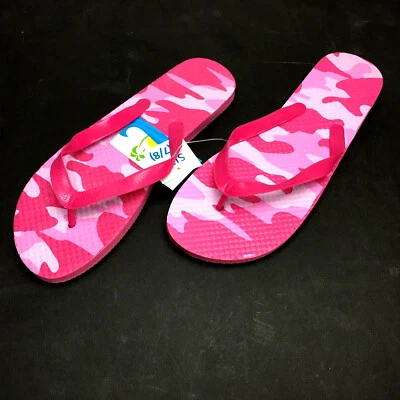 Tropic Sun Pink Camo Flip Flops Size 7/8 - Image 1 of 3