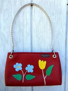 NEW REDHANDED Purse Handbag Hand Shoulder Bag Tote Faux Leather RED Floral  - Picture 1 of 7