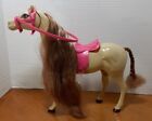 Barbie Plastic 11 pouces cheval avec crinière brune bride de selle originale tête/cou mobile 