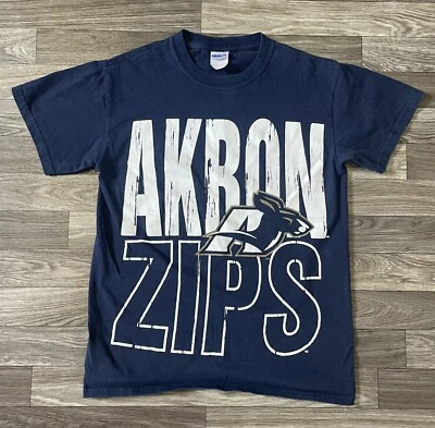 Vintage Akron Zips All Over Print Shirt Men’s Small Spelled Out Blue Gildan Tag - Image 1 of 4