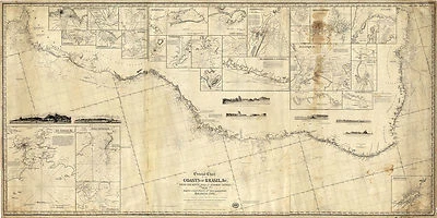1860 Wall Map Chart Coasts of Brazil fr. River Para to Buenos-Ayres Survey 8x16 - Image 1 of 2