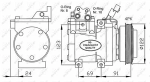 NEW NRF A/C COMPRESSOR AIR CONDITIONING OE QUALITY REPLACEMENT 32205 - Picture 1 of 4