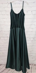 Tadashi Vintage Maxi Flare Kleid formell Samt Satin Abendjäger grün Gr. 8 - Bild 1 von 9