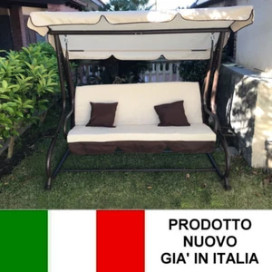 DONDOLO DA GIARDINO 3 POSTI CON TETTO PARASOLE DIVANO LETTO ALTALENA INCLINABILE - Foto 1 di 11