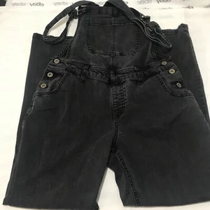 Vintage Arizona Jean Co Overalls Denim Girls Teen Lar Black Faded 31x29 - Picture 1 of 11