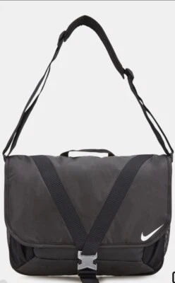 Nike Sportswear Essentials Black Messenger Bag Laptop Travel Briefcase - Image 1 of 4